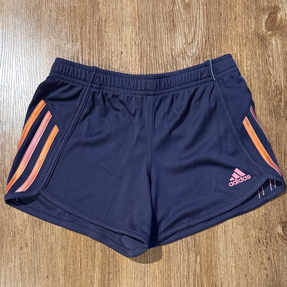 Adidas girls Shorts with Pink and Orange Stripes